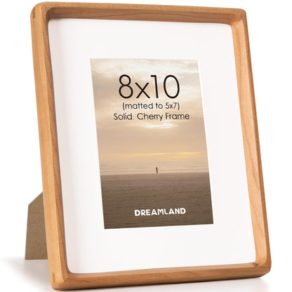 Dreamland 8x10 Picture Frame, USA-Sourced Oak Wood Photo Frames with HD Tempered Glass, 8 x 10 Wooden Frame Matted to 5 x 7, 8x10 Frames Handcrafted Rounded Corner for Tabletop or Wall Display