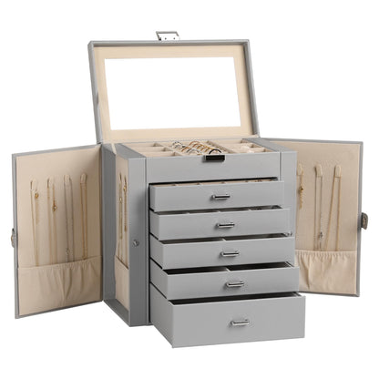 Frebeauty 6-Layer Jewelry Box for Women,Large Jewelry Organizer with Drawer