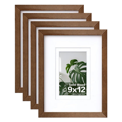 Egofine 8x10 Picture Frames Set of 4, Made of Solid Wood Covered by Plexiglass 4x6 and 5x7 with Mat or 8x10 without Mat, for Table Top Display and Wall Mounting Photo Frame White