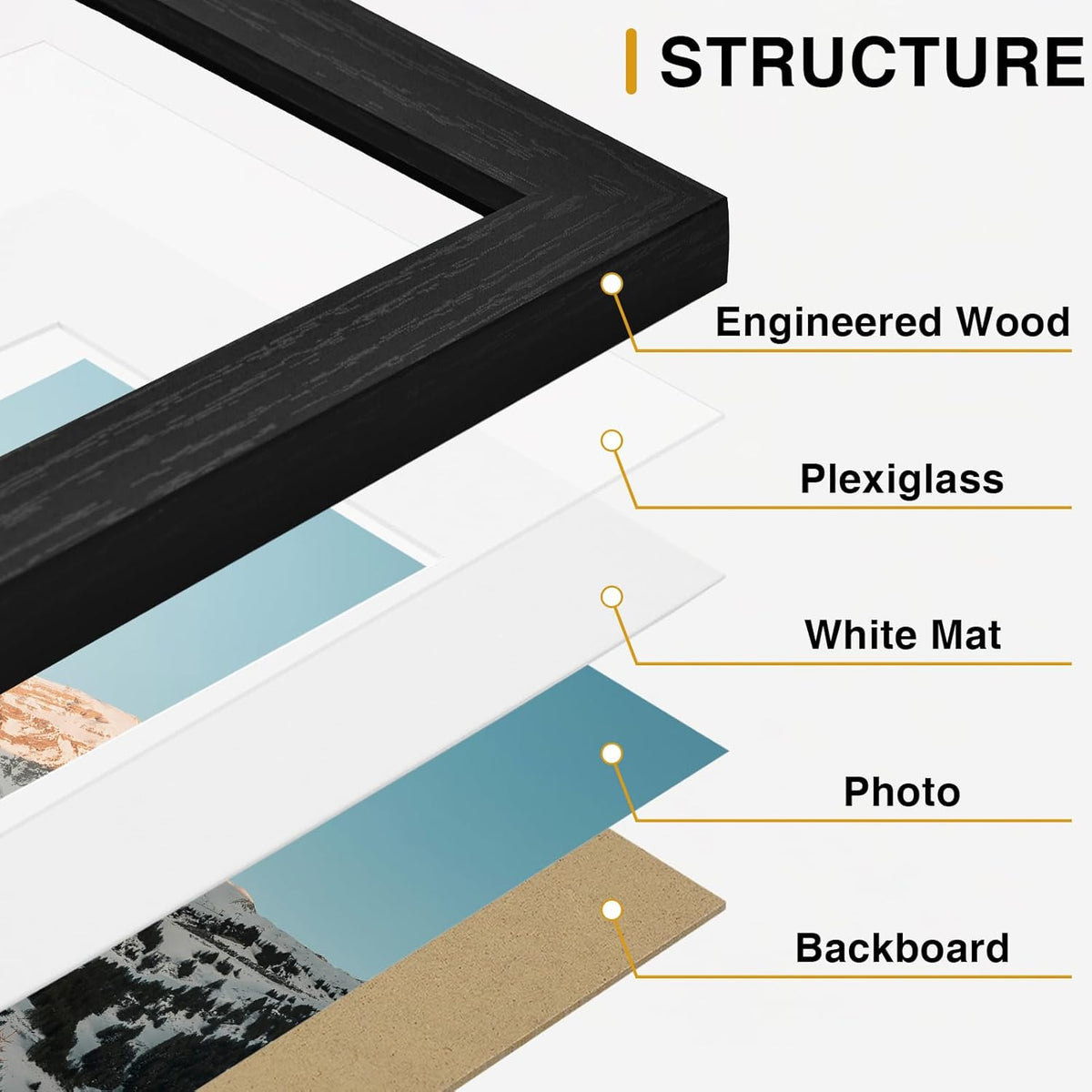 Vittanly 15 Pack Picture Frames Collage Wall Decor, Wall/Tabletop Display