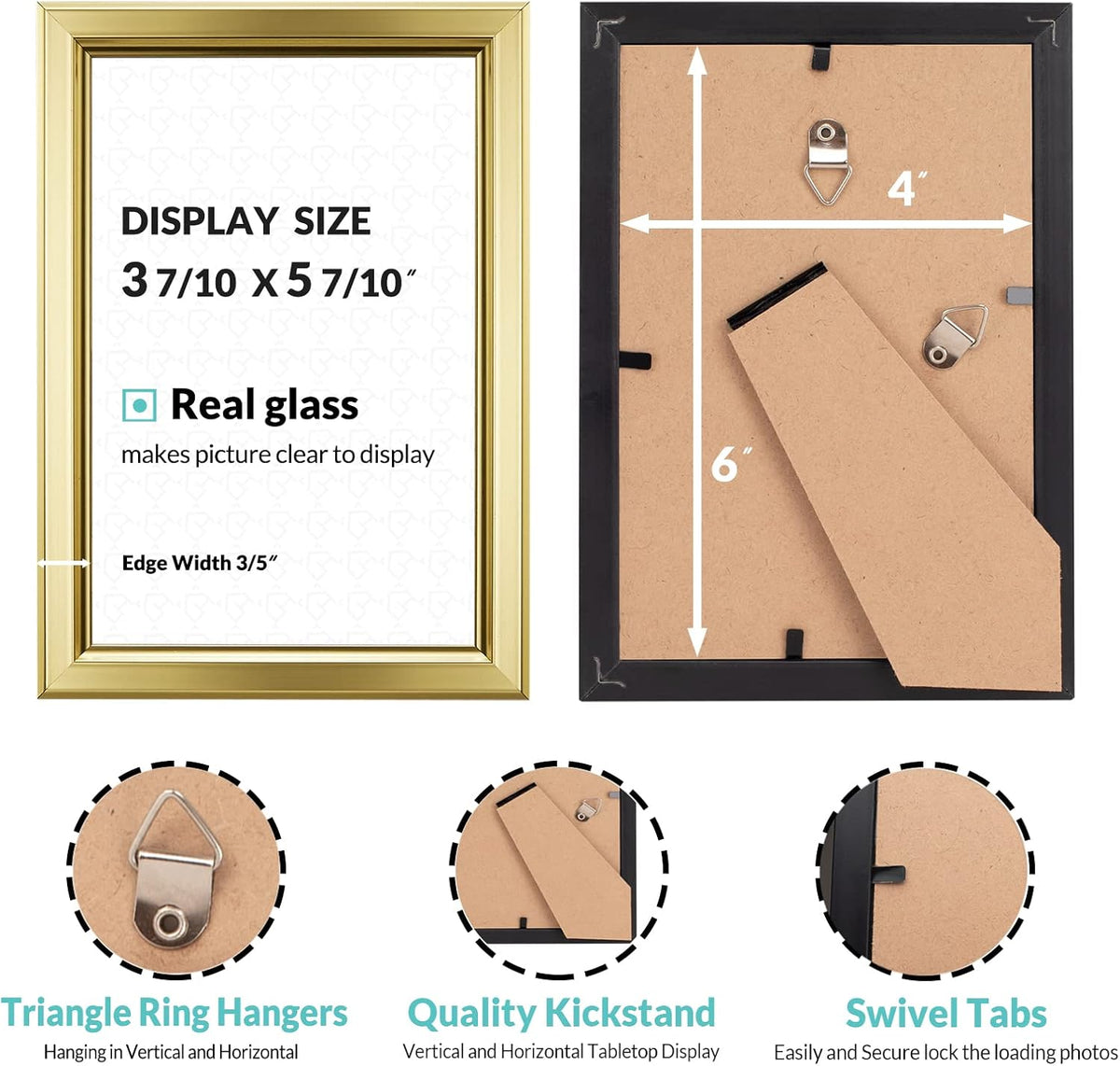 LaVie Home 4x6 Picture Frames (12 Pack, Gold) Simple Designed Photo Frame with High Definition Glass for Wall Mount & Table Top Display, Set of 12 Classic Collection