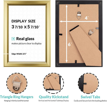 LaVie Home 4x6 Picture Frames (12 Pack, Gold) Simple Designed Photo Frame with High Definition Glass for Wall Mount & Table Top Display, Set of 12 Classic Collection