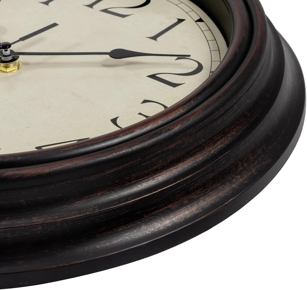 Foxtop 12 Inch Retro Wall Clock Round Silent Battery Operated Clock, Bronze