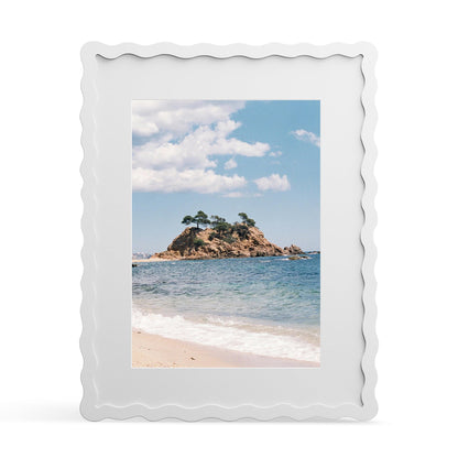 4x6 Picture Frame with Mat for 3.5x5, Wavy Edge Wooden Real Glass Photo Frame for Tabletop and Wall Hanging, Green, 1 Pack