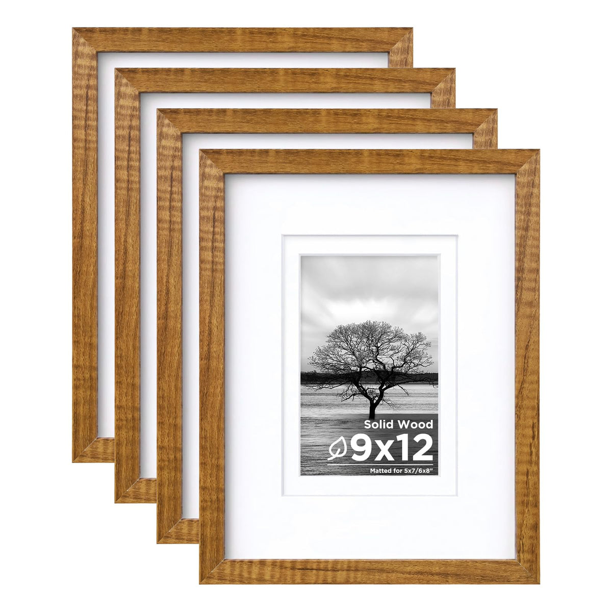 Egofine 8x10 Picture Frames Set of 4, Made of Solid Wood Covered by Plexiglass 4x6 and 5x7 with Mat or 8x10 without Mat, for Table Top Display and Wall Mounting Photo Frame White
