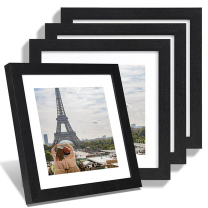 Hongkee 5x7 Picture Frame Set of 4, Real Glass and Wooden Frame, 4x6 Mat
