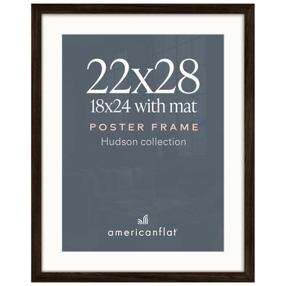 Americanflat 22x28 Poster Frame - Matted to 18x24 - Engineered Wood - Black