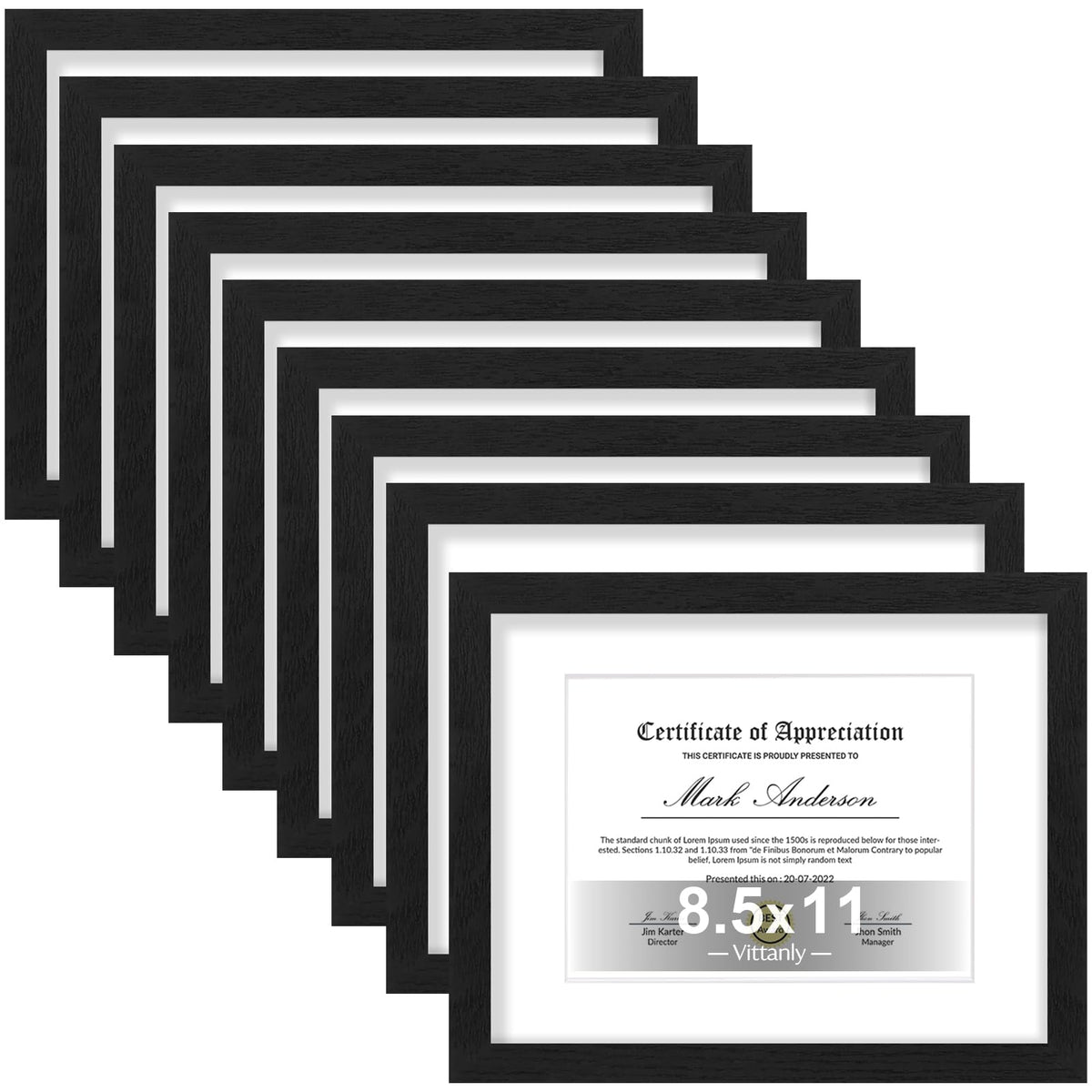 Vittanly 8x10 Picture Frames Set of 9 for Wall or Tabletop Display, Black
