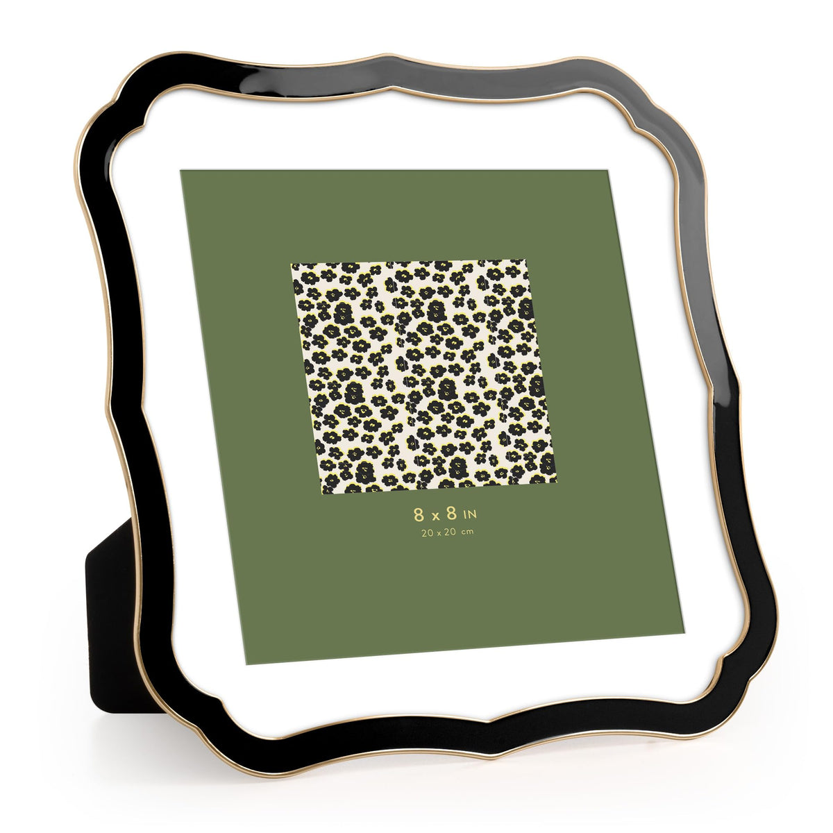 4x6 Enamel Picture Frame with HD-Tempered Glass, Display 3x5 Photo with Mat, Ornate Photo Frame with Gold Metal Edge & Velvet Back for Tabletop & Wall Mount Vertically or Horizontally Display, White