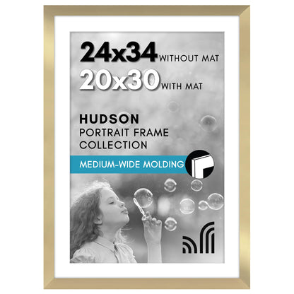 Americanflat 22x28 Poster Frame - Matted to 18x24 - Engineered Wood - Black