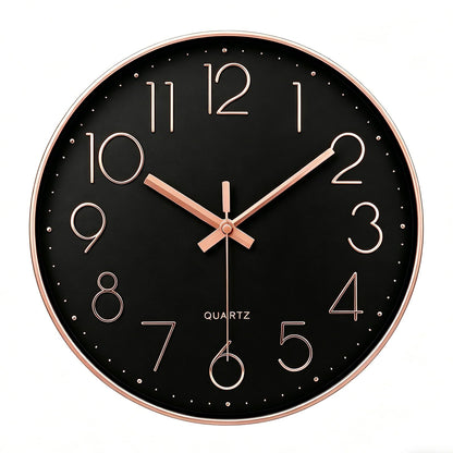 jomparis Wall Clock 12 Inch Non-Ticking Silent Battery Operated Round Wall Clock Modern Elegant Simple Style Clock for Home Office Kitchen Bedroom Living Room