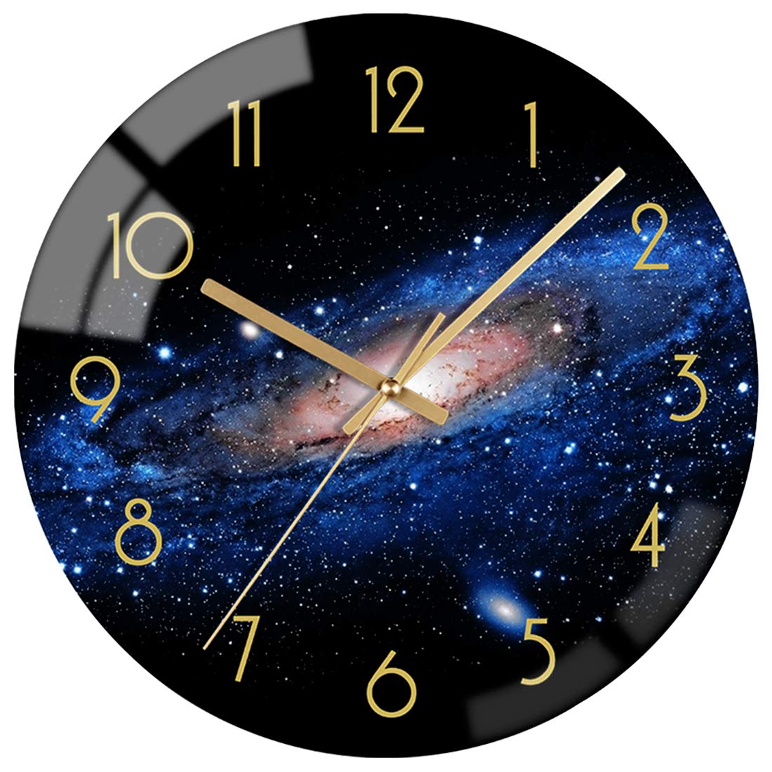 VIKMARI 12inch Emerald Green Abstract Marble Glass Wall Clock Kitchen Decor
