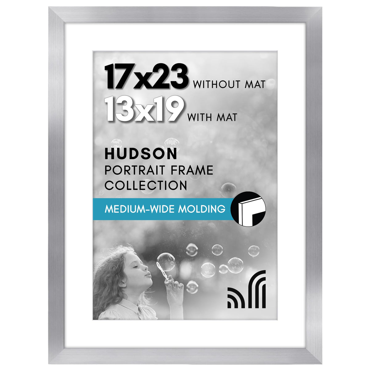 Americanflat 22x28 Poster Frame - Matted to 18x24 - Engineered Wood - Black