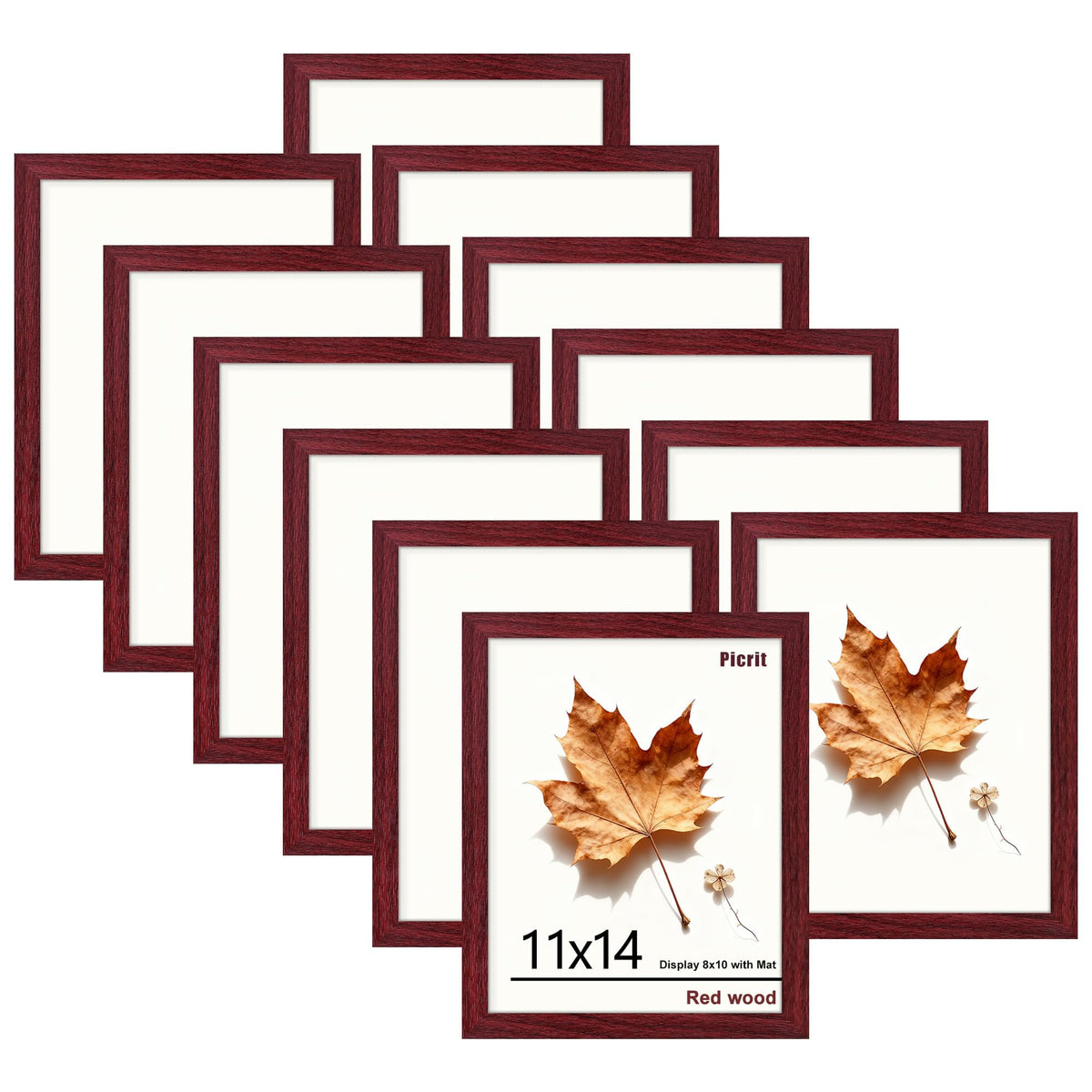 Picrit 8x10 Picture Frame Set of 12, Modern Gallery Wall Frames, Black