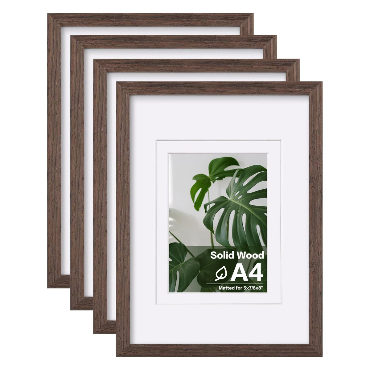 Egofine 8x10 Picture Frames Set of 4, Made of Solid Wood Covered by Plexiglass 4x6 and 5x7 with Mat or 8x10 without Mat, for Table Top Display and Wall Mounting Photo Frame White