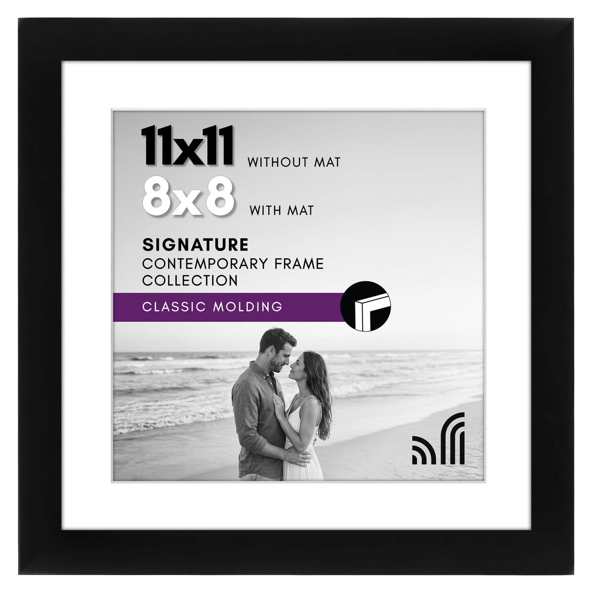 Americanflat 11x14 Picture Frame - Matted to 8x10 - Engineered Wood - Black
