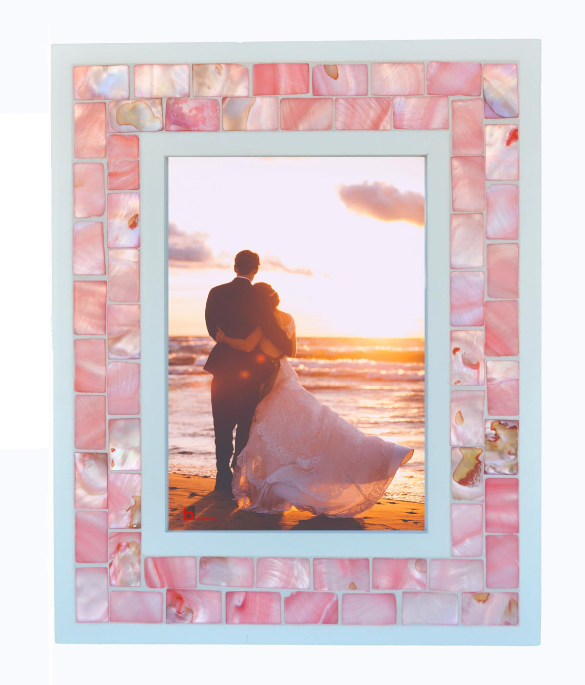 Mother of Pearl Picture Frame 5x7, Grey+White, 1pc