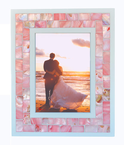 Mother of Pearl Picture Frame 5x7, Grey+White, 1pc