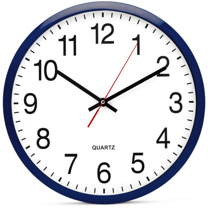 Bernhard Products White Wall Clock Silent Non Ticking 10 Inch Quality Quartz Battery Operated Round Easy to Read Home/Kitchen/Office/Classroom/School Clocks