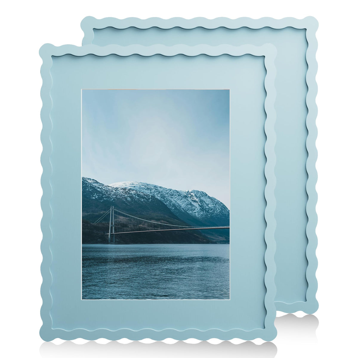 5x7 Wavy Picture Frame with 4x6 Mat, 5 x 7 Wood Frame, Real Glass