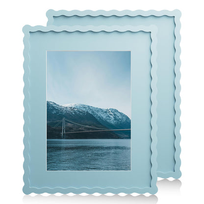 5x7 Wavy Picture Frame with 4x6 Mat, 5 x 7 Wood Frame, Real Glass