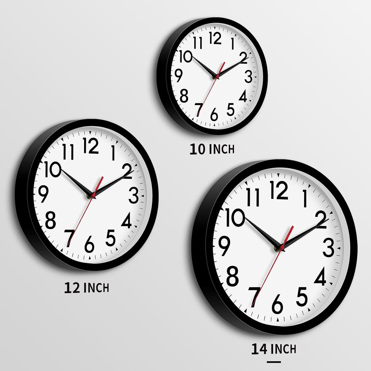 DAXSMY 14 Inch Wall Clock, Battery Operated Silent Non Ticking