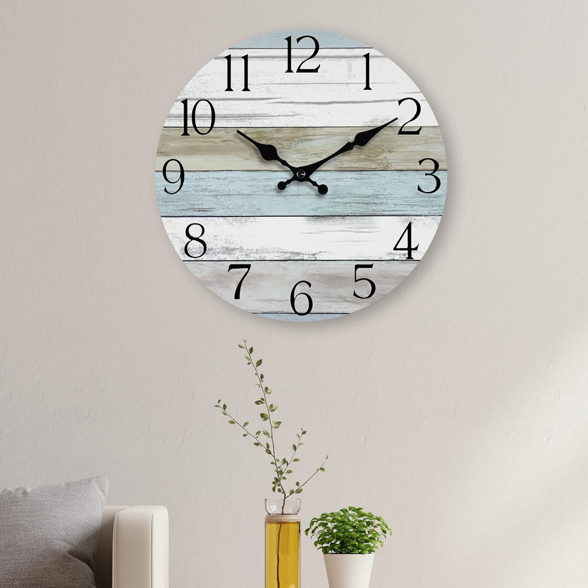 10 Inch Wall Clock, Silent Battery Operated Analog Clock, Blue