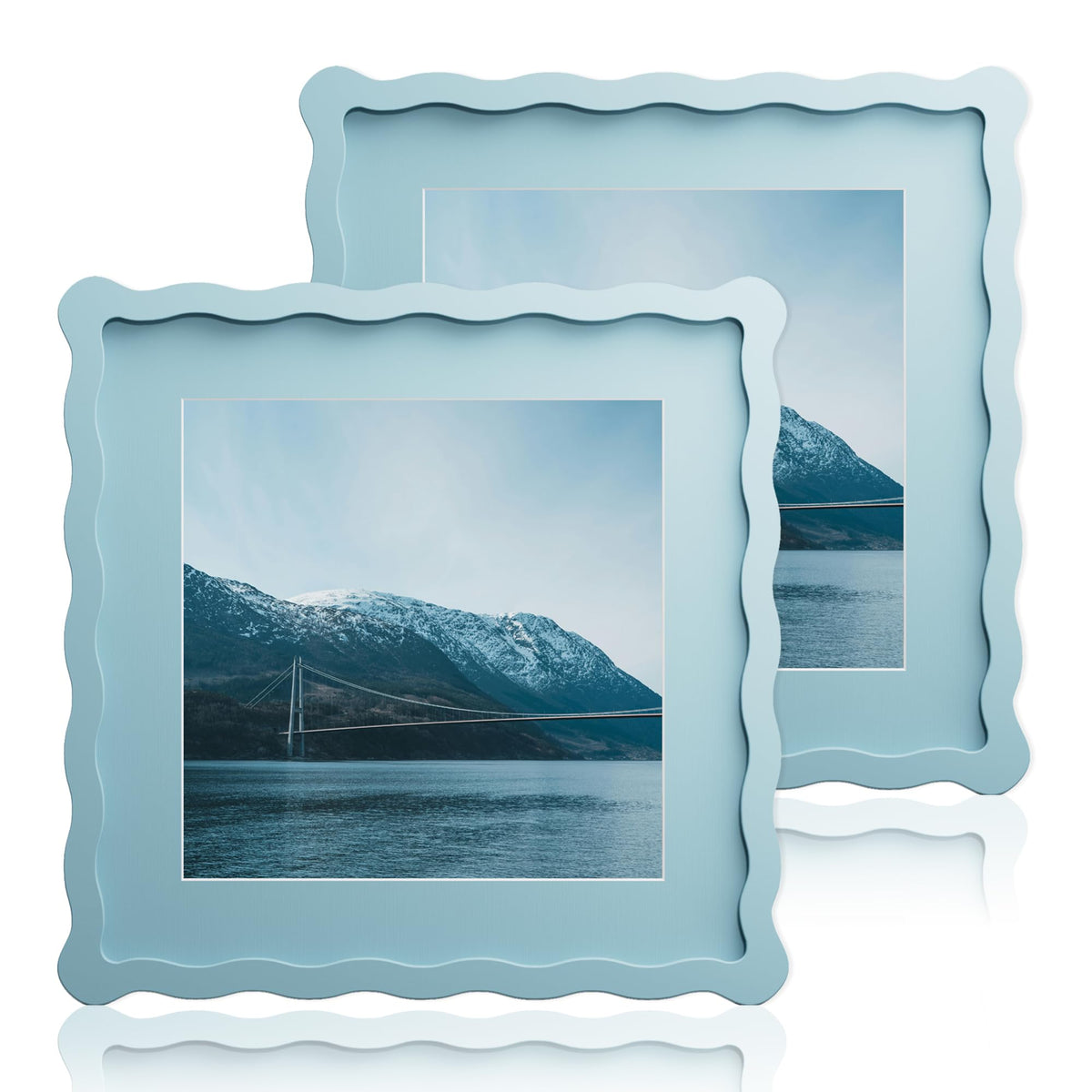 5x7 Wavy Picture Frame with 4x6 Mat, 5 x 7 Wood Frame, Real Glass