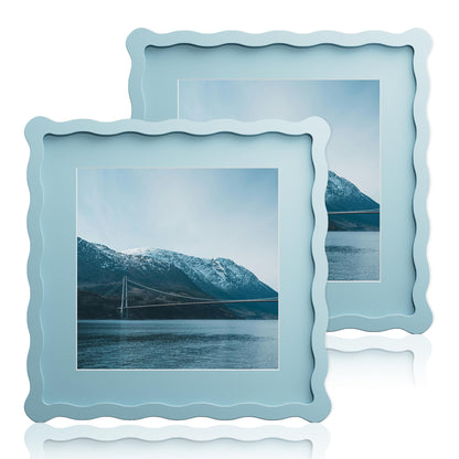 5x7 Wavy Picture Frame with 4x6 Mat, 5 x 7 Wood Frame, Real Glass