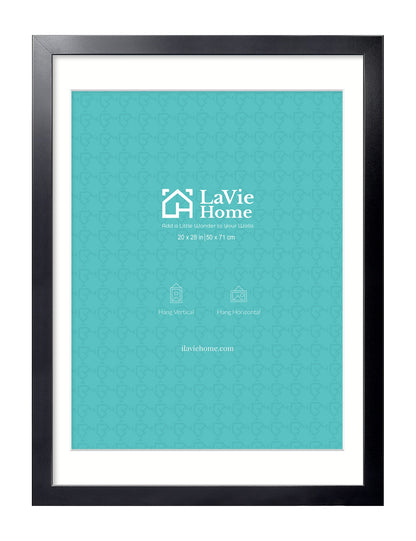 LaVie Home 14x18 Picture Frame Black Poster Frame,Display Pictures 12x16 with Mat or 14x18 Without Mat, Stable and Sturdy Frame and Polished Plexiglass, Horizontal and Vertical Format of The Walls