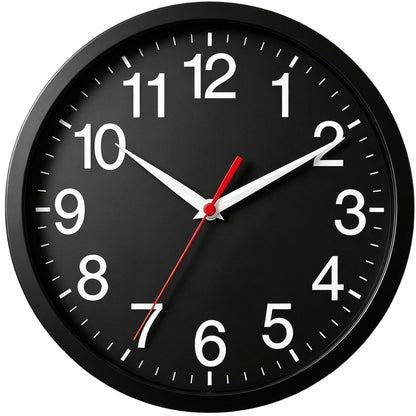 Rohioue Wall Clock Analog 10 Inch Black Battery Operated Silent Clock