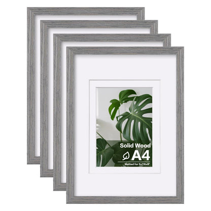 Egofine 8x10 Picture Frames Set of 4, Made of Solid Wood Covered by Plexiglass 4x6 and 5x7 with Mat or 8x10 without Mat, for Table Top Display and Wall Mounting Photo Frame White