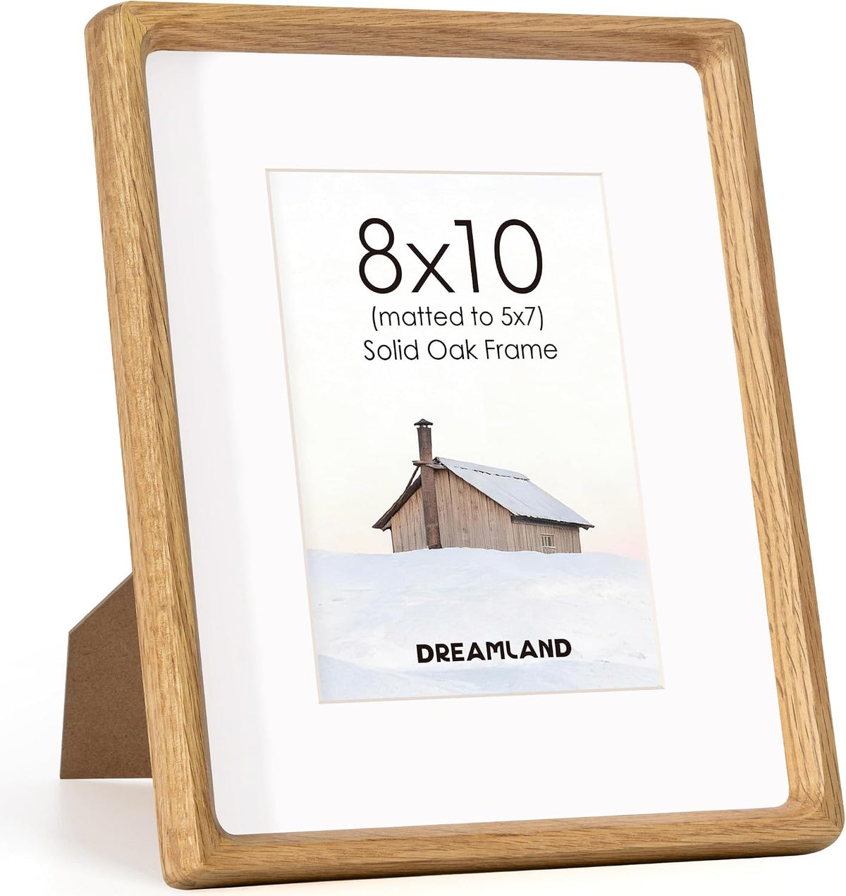 Dreamland 8x10 Picture Frame, USA-Sourced Oak Wood Photo Frames with HD Tempered Glass, 8 x 10 Wooden Frame Matted to 5 x 7, 8x10 Frames Handcrafted Rounded Corner for Tabletop or Wall Display