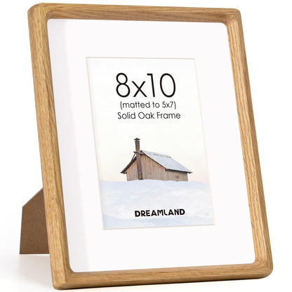 Dreamland 5x7 Picture Frame, USA-Sourced Oak Wood Photo Frames with HD Tempered Glass, 5 x 7 Wooden Frame Matted to 4 x 6, 5x7 Frames Handcrafted Rounded Corner for Tabletop or Wall Display