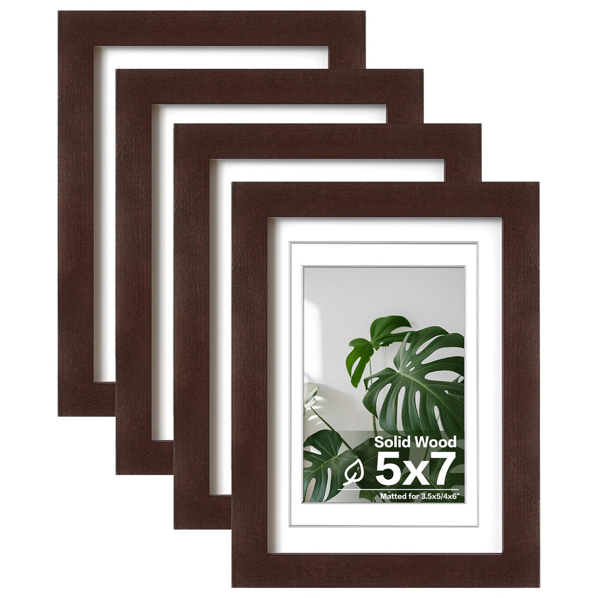 Egofine 11x14 Picture Frames 4 Pack Display Pictures 5x7/8x10 with Mat or 11x14 Without Mat Made of Solid Wood Covered by Plexiglass for Table Top Display and Wall Mounting Photo Frame, Light Brown