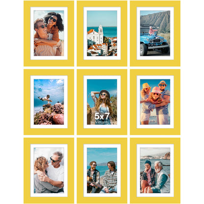 Vittanly 8x10 Picture Frames Set of 9 for Wall or Tabletop Display, Black