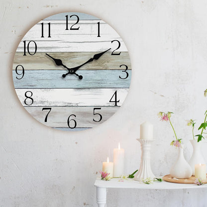 8 Inch Wall Clock, Silent Battery Operated Analog Clock, Blue