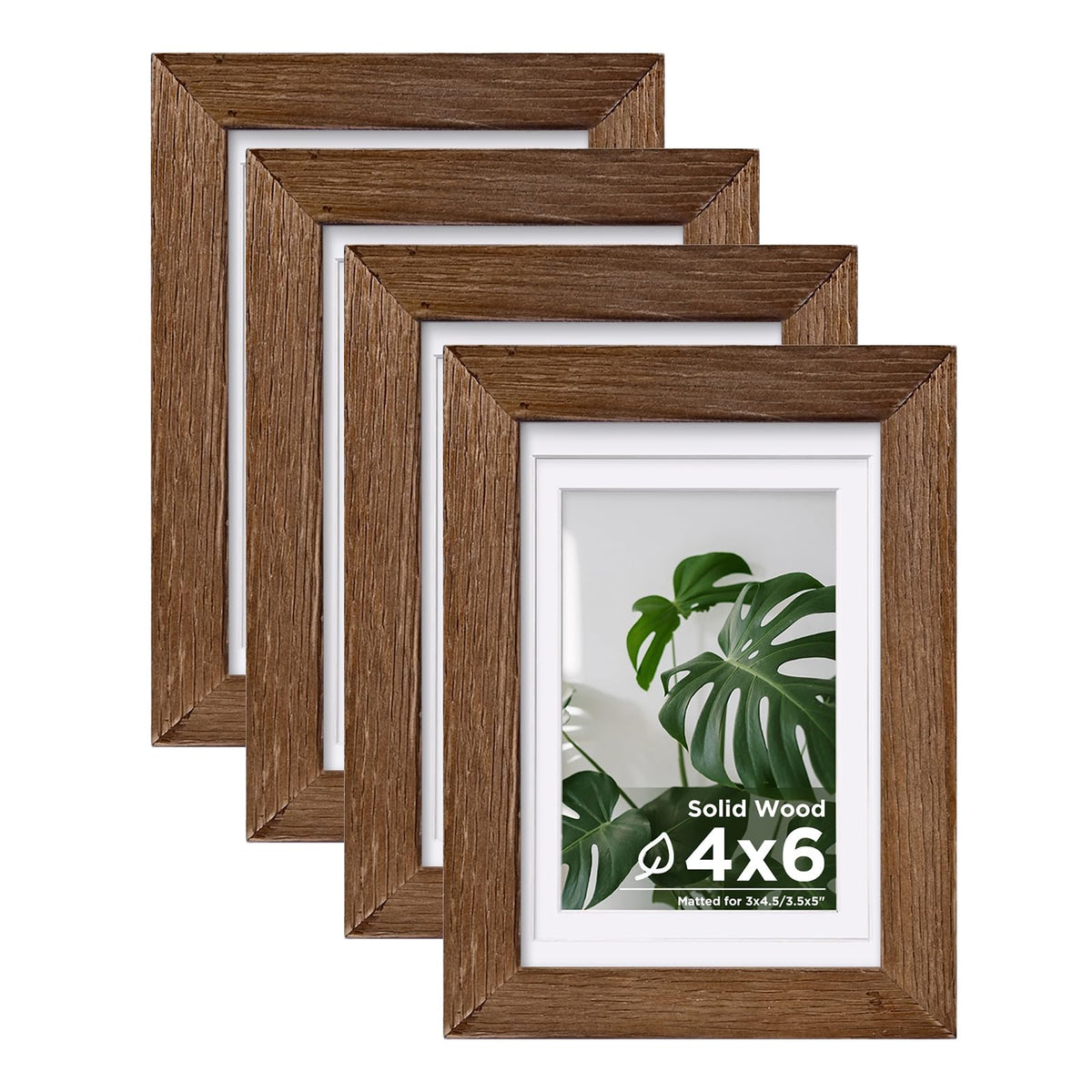 Egofine 8x10 Picture Frames Set of 4, Made of Solid Wood Covered by Plexiglass 4x6 and 5x7 with Mat or 8x10 without Mat, for Table Top Display and Wall Mounting Photo Frame White
