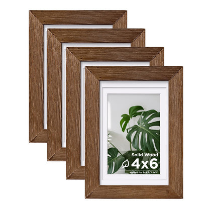 Egofine 8x10 Picture Frames Set of 4, Made of Solid Wood Covered by Plexiglass 4x6 and 5x7 with Mat or 8x10 without Mat, for Table Top Display and Wall Mounting Photo Frame White