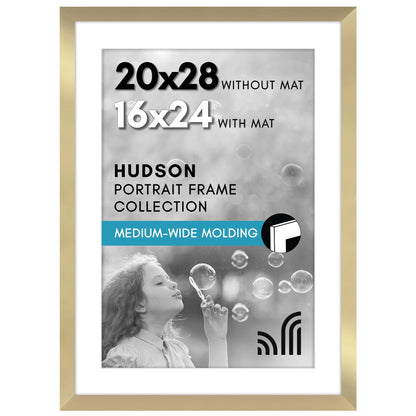 Americanflat 22x28 Poster Frame - Matted to 18x24 - Engineered Wood - Black