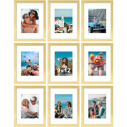 Vittanly 8x10 Picture Frames Set of 9 for Wall or Tabletop Display, Black
