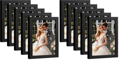 HappyHapi 4x6 Picture Frame Set of 5, Wall or Tabletop Display, Black