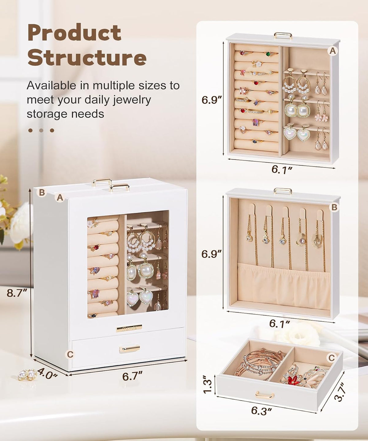 Homde Display Jewelry Box for Girls: Starter Organizer with Clear Window