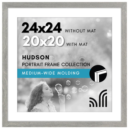 Americanflat 22x28 Poster Frame - Matted to 18x24 - Engineered Wood - Black