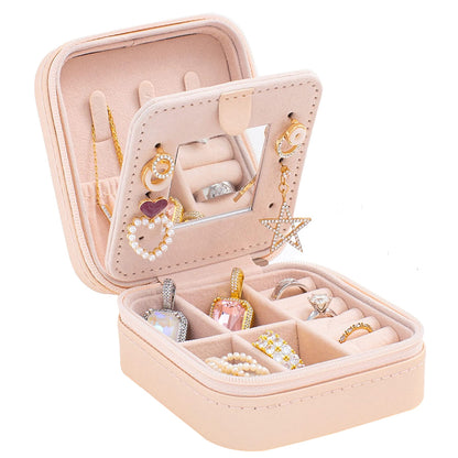 KElofoN Travel jewelry case Travel jewelry box Travel Jewelry Organizer Small box Gift for Girls Women with Mirror(Green)