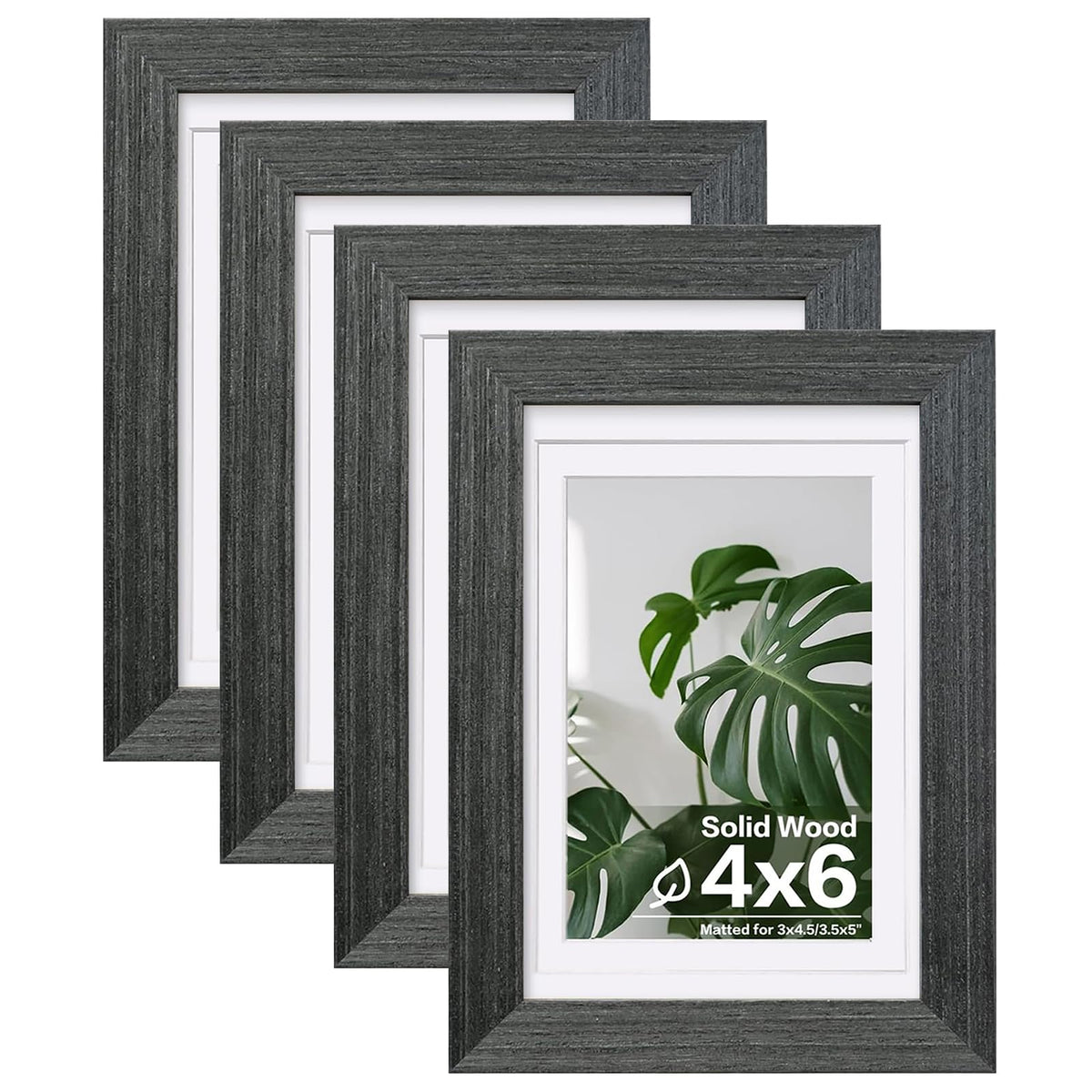 Egofine 8x10 Picture Frames Set of 4, Made of Solid Wood Covered by Plexiglass 4x6 and 5x7 with Mat or 8x10 without Mat, for Table Top Display and Wall Mounting Photo Frame White