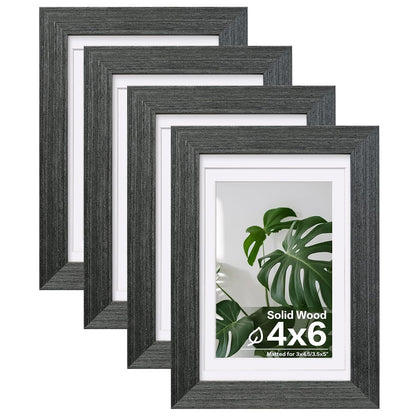 Egofine 8x10 Picture Frames Set of 4, Made of Solid Wood Covered by Plexiglass 4x6 and 5x7 with Mat or 8x10 without Mat, for Table Top Display and Wall Mounting Photo Frame White