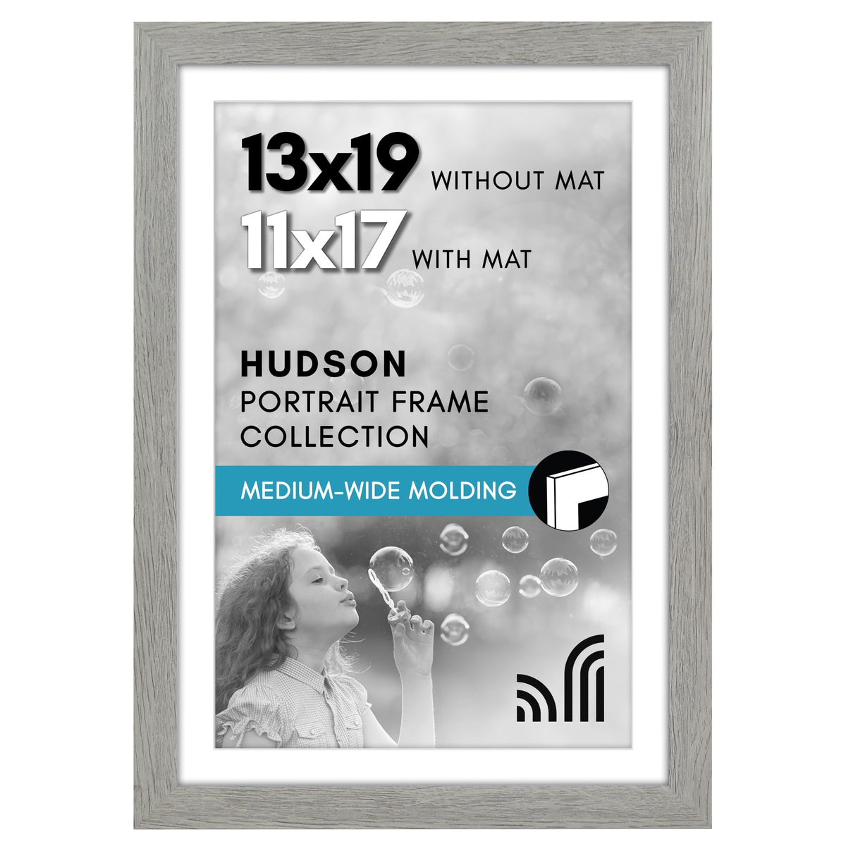 Americanflat 22x28 Poster Frame - Matted to 18x24 - Engineered Wood - Black