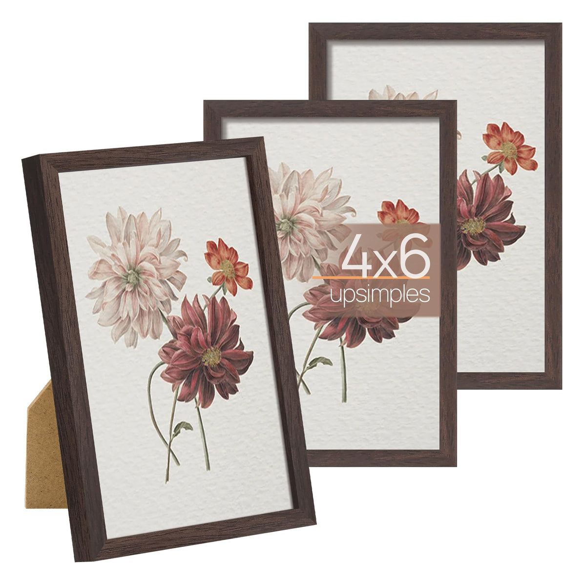 upsimples 4x6 Picture Frame Glass, Thin Border, Black Photo Frames, 3 Pack