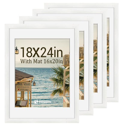 5x7 picture frame 4 Pack, 4x6 Mat, Black Wood, Glass, for Photo
